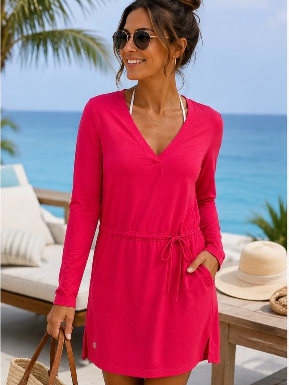 Athleta Grenada Wick It Swim Cover Up Pink Size Large